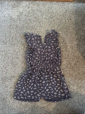 L'ovedbaby Slate Floral Ruffle Romper
